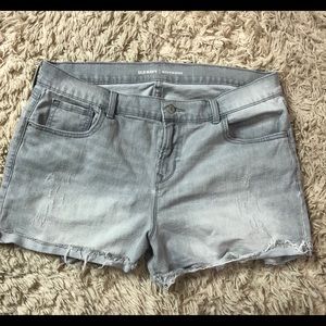Grey/Blue Distressed Boyfriend Jean Shorts - 16